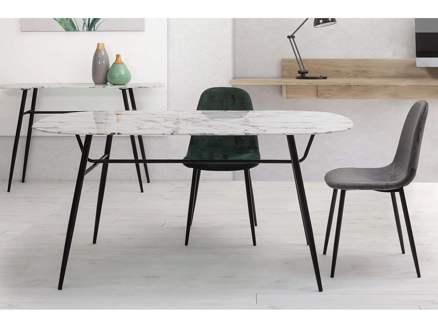 Chaise de salle à manger en velours et métal noir (lot de 4) - AURELIA