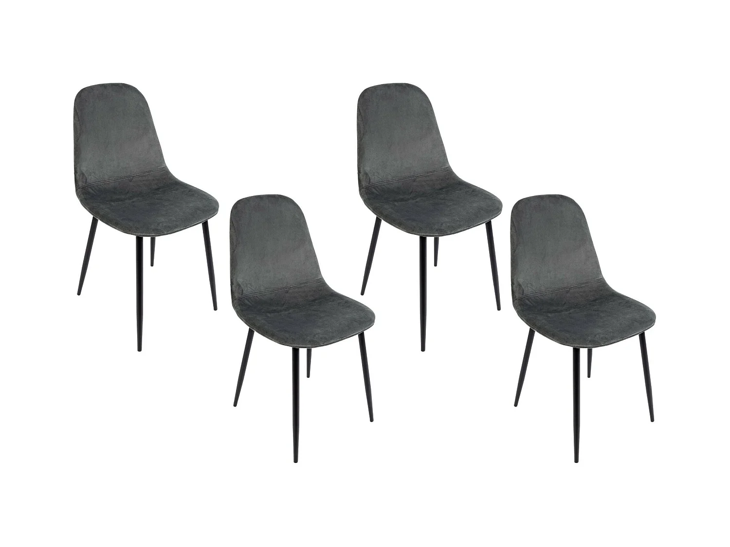 Chaise de salle à manger en velours et métal noir (lot de 4) - AURELIA