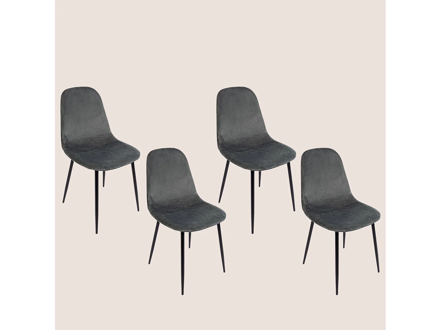 Chaise de salle à manger en velours et métal noir (lot de 4) - AURELIA