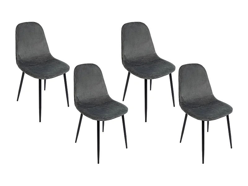 Chaise de salle à manger en velours et métal noir (lot de 4) - AURELIA