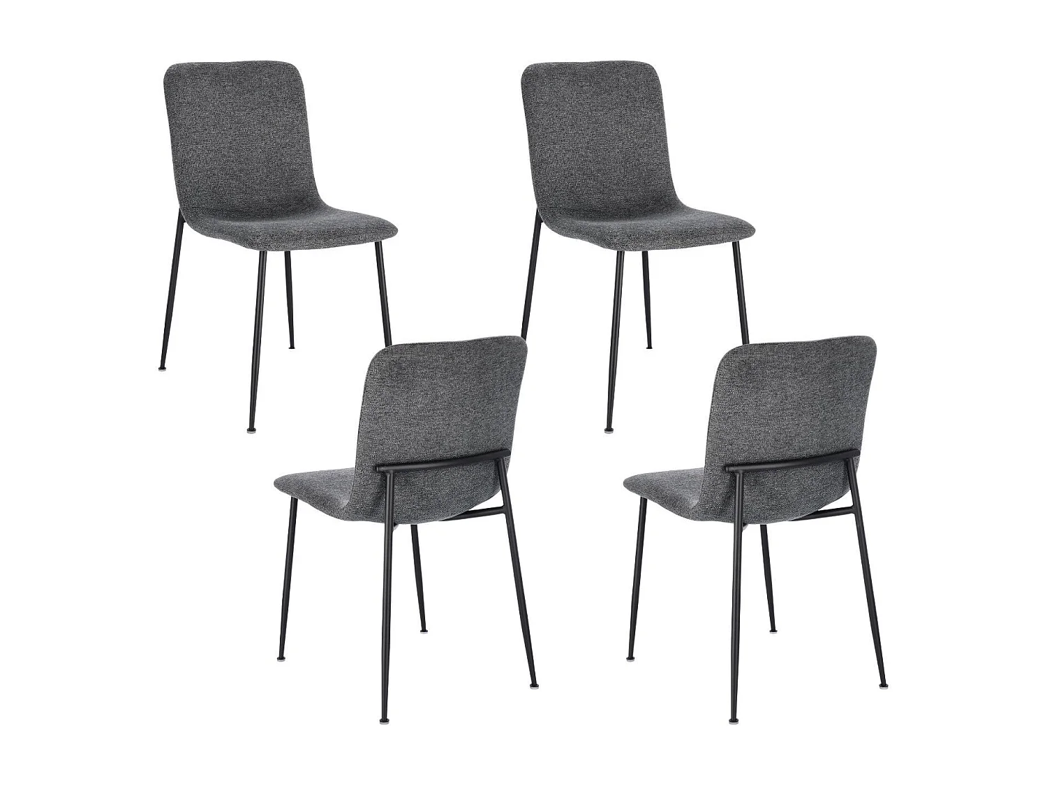 Chaises design en tissu et pieds en métal noir (lot de 4) - BREDA