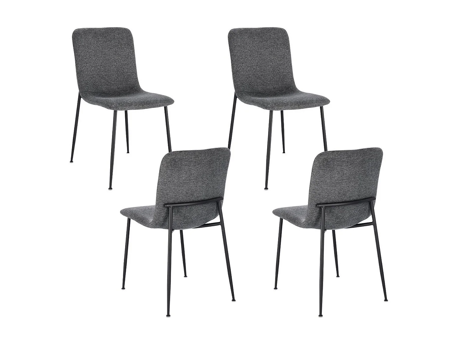 Chaises design en tissu et pieds en métal noir (lot de 4) - BREDA