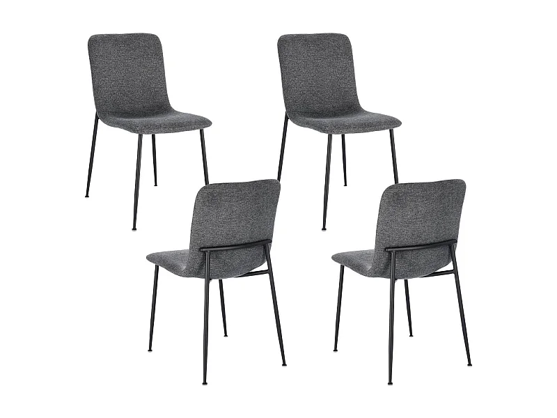 Chaises design en tissu et pieds en métal noir (lot de 4) - BREDA