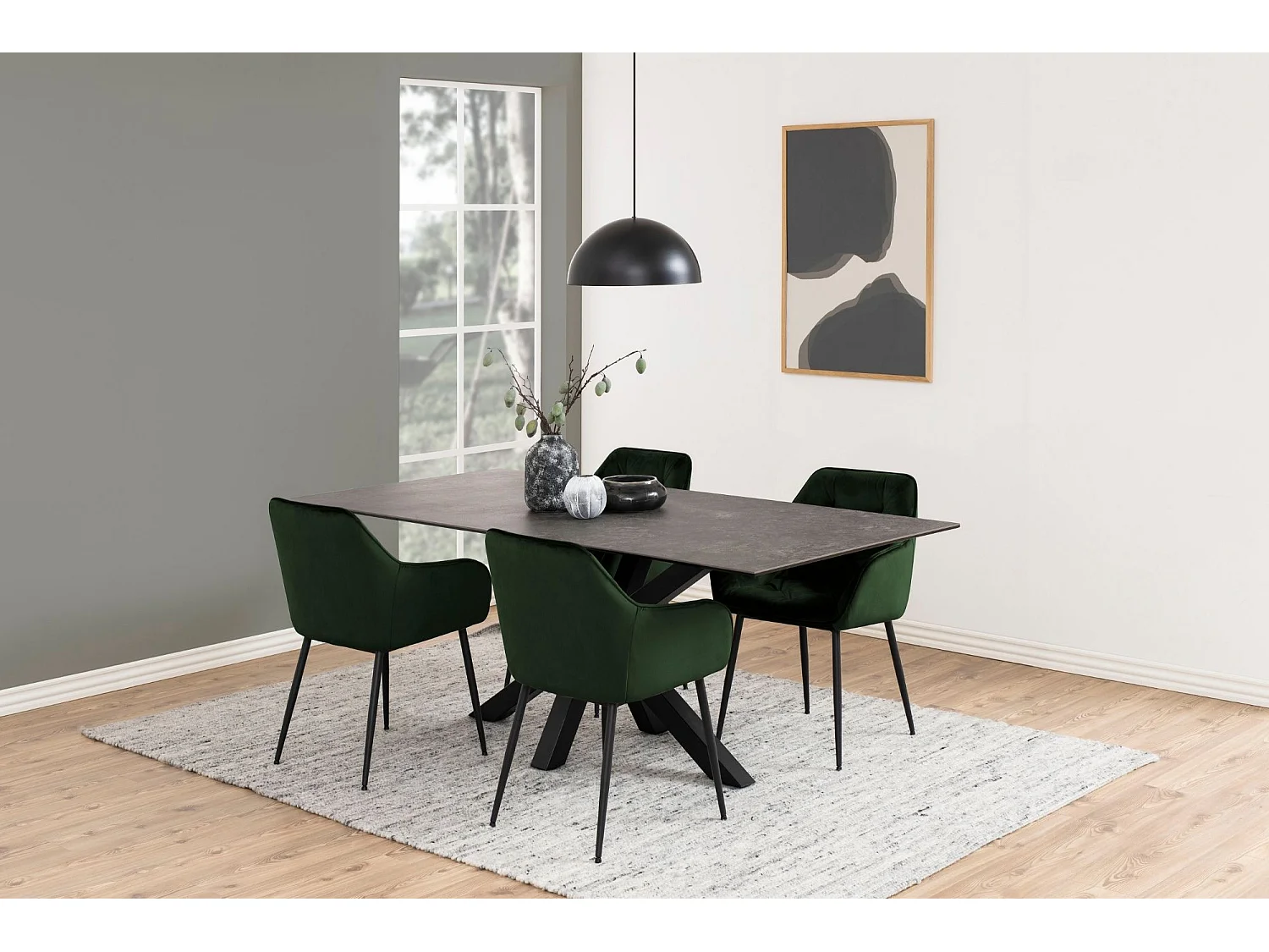 Fauteuil de salle à manger en velours et métal (lot de 2) - TERI