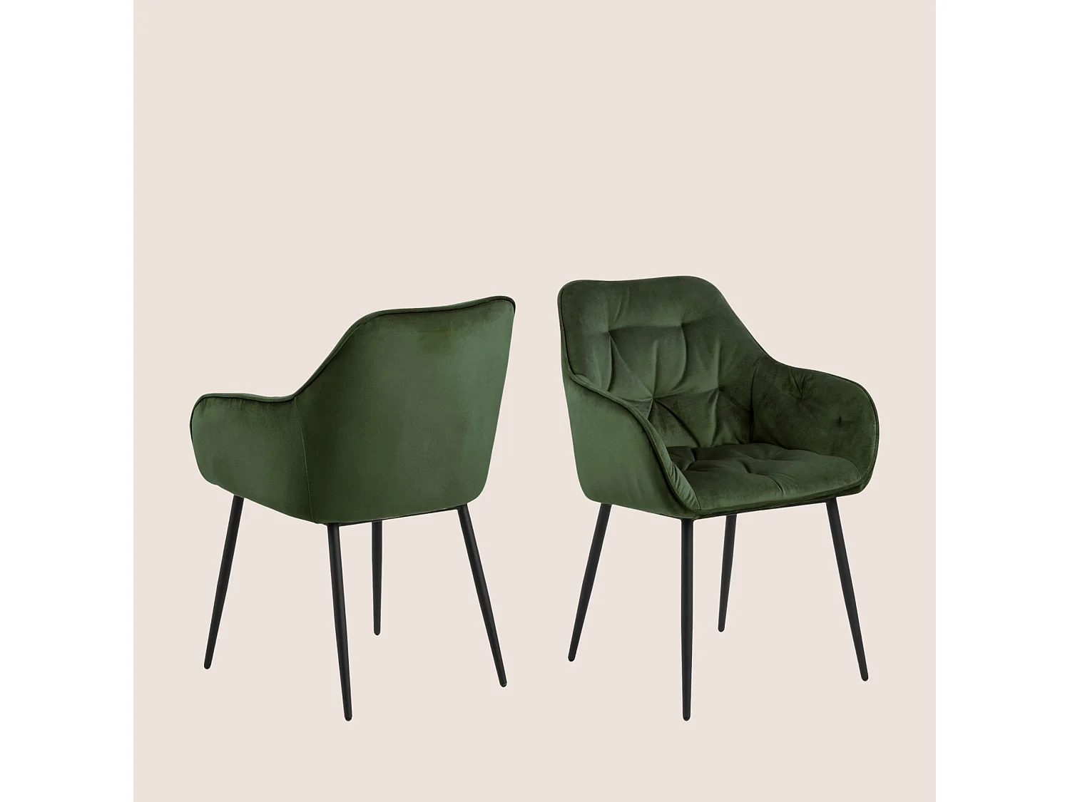 Fauteuil de salle à manger en velours et métal (lot de 2) - TERI