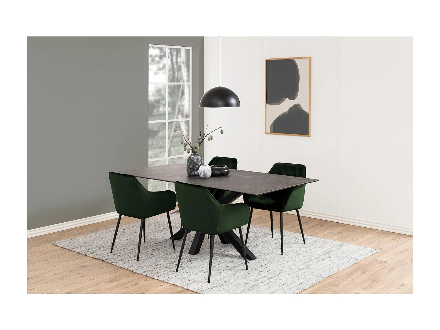 Fauteuil de salle à manger en velours et métal (lot de 2) - TERI