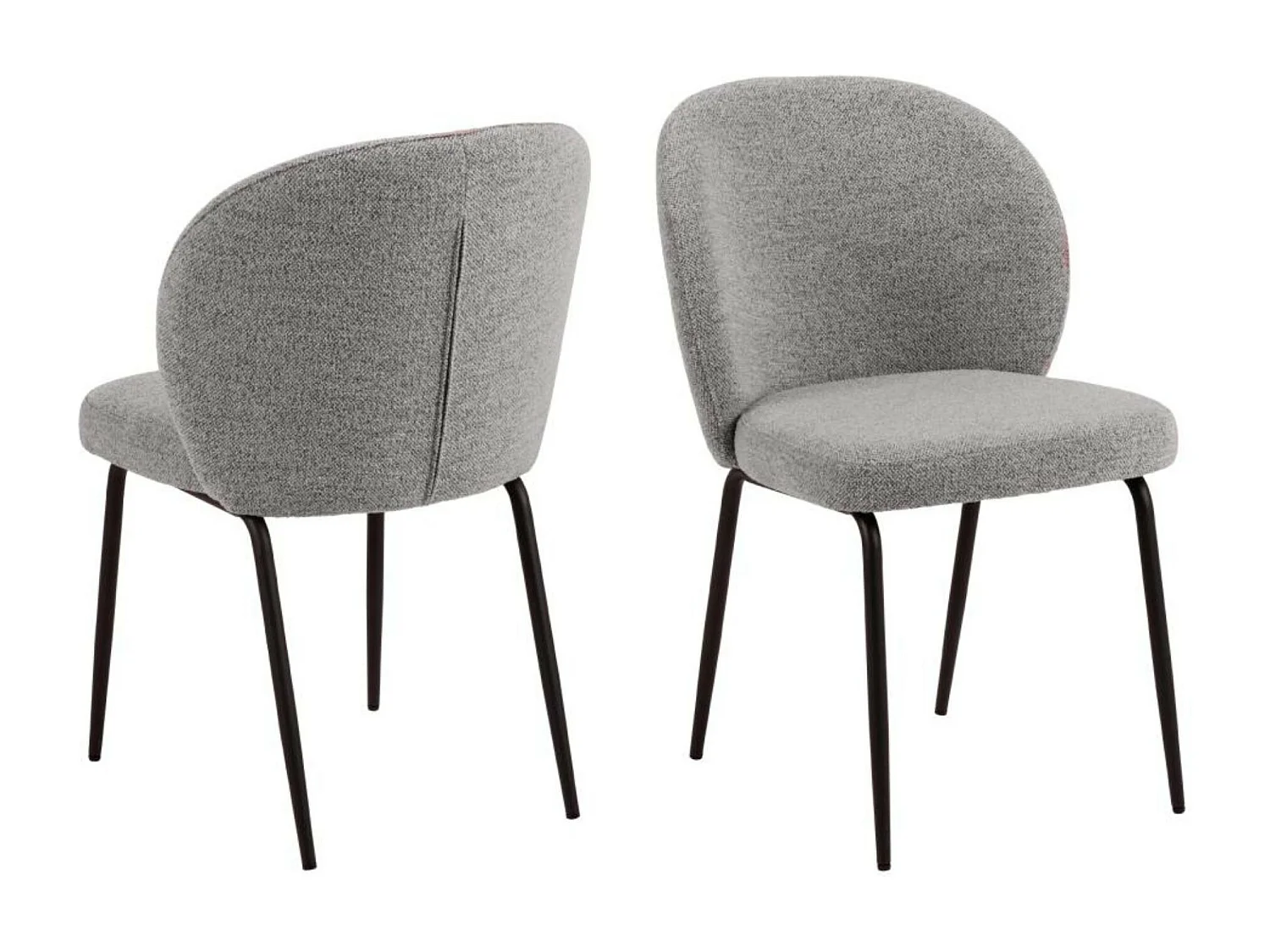 Chaise scandinave bouclette et pieds en métal noir (lot de 2) - PAMELA