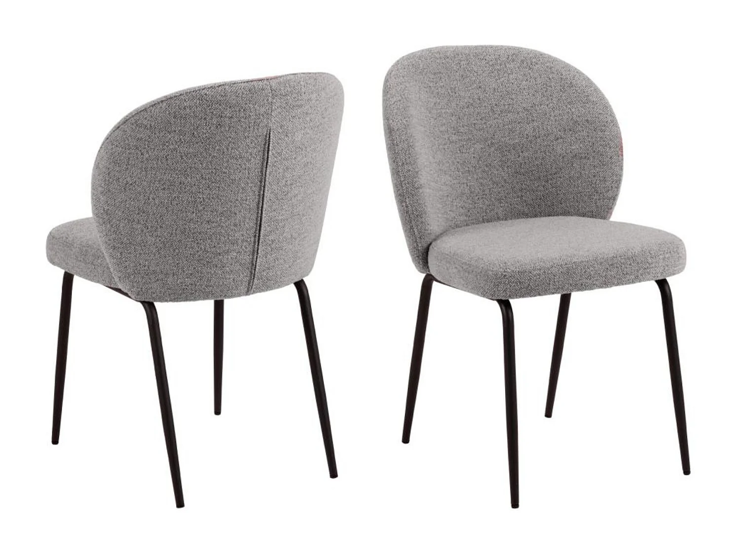 Chaise scandinave bouclette et pieds en métal noir (lot de 2) - PAMELA