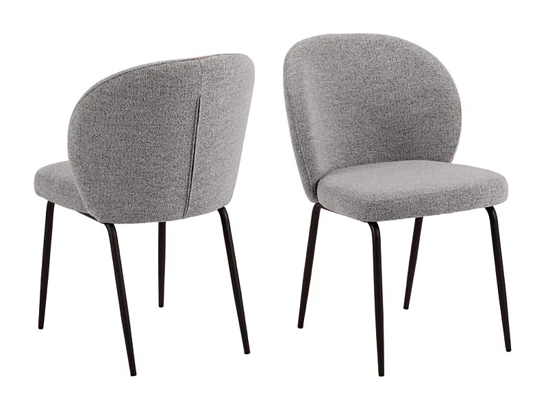 Chaise scandinave bouclette et pieds en métal noir (lot de 2) - PAMELA