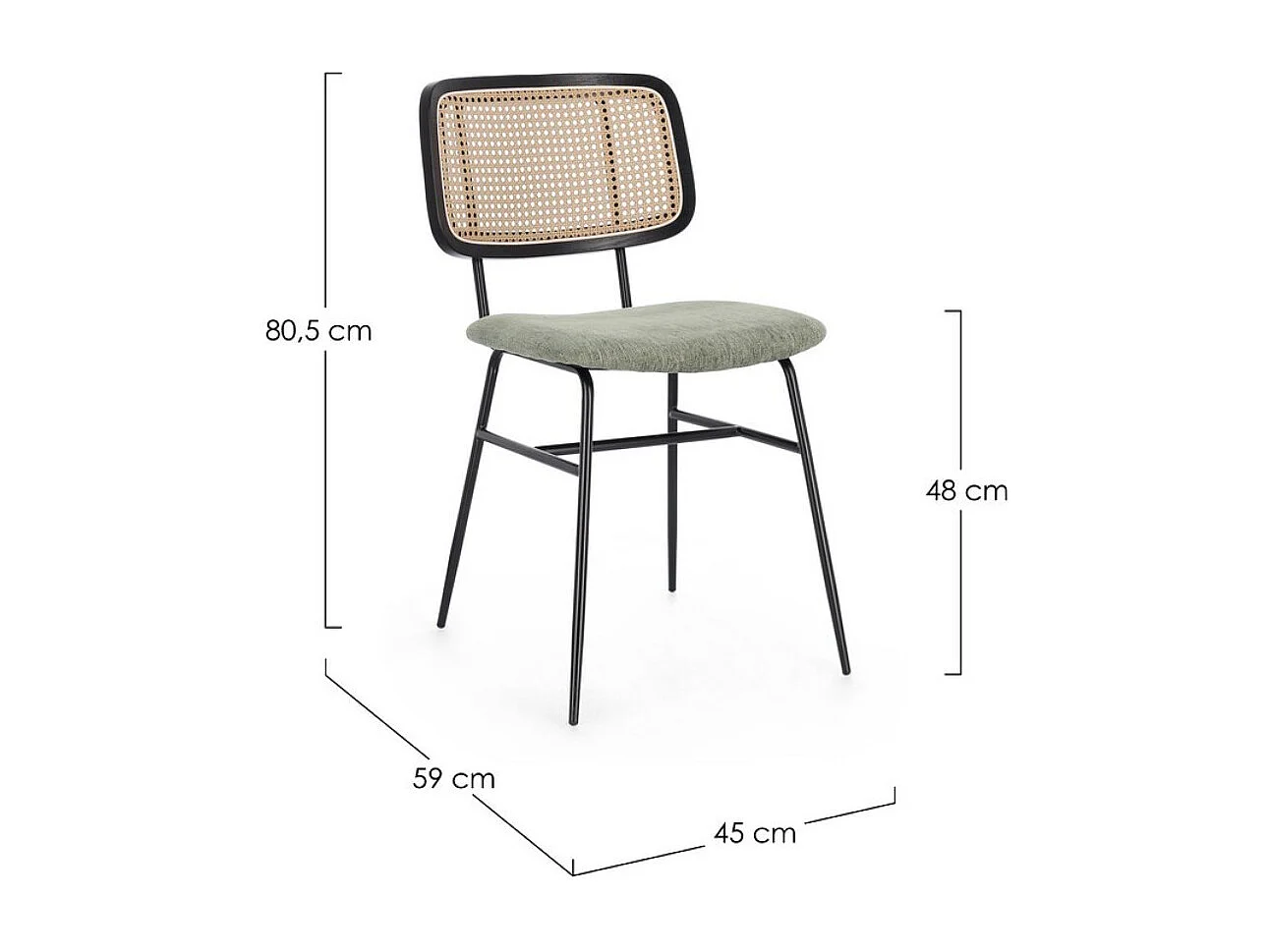 Lot de 2 chaises Gleny - Structure acier noir et assise velours-Couleur Vert