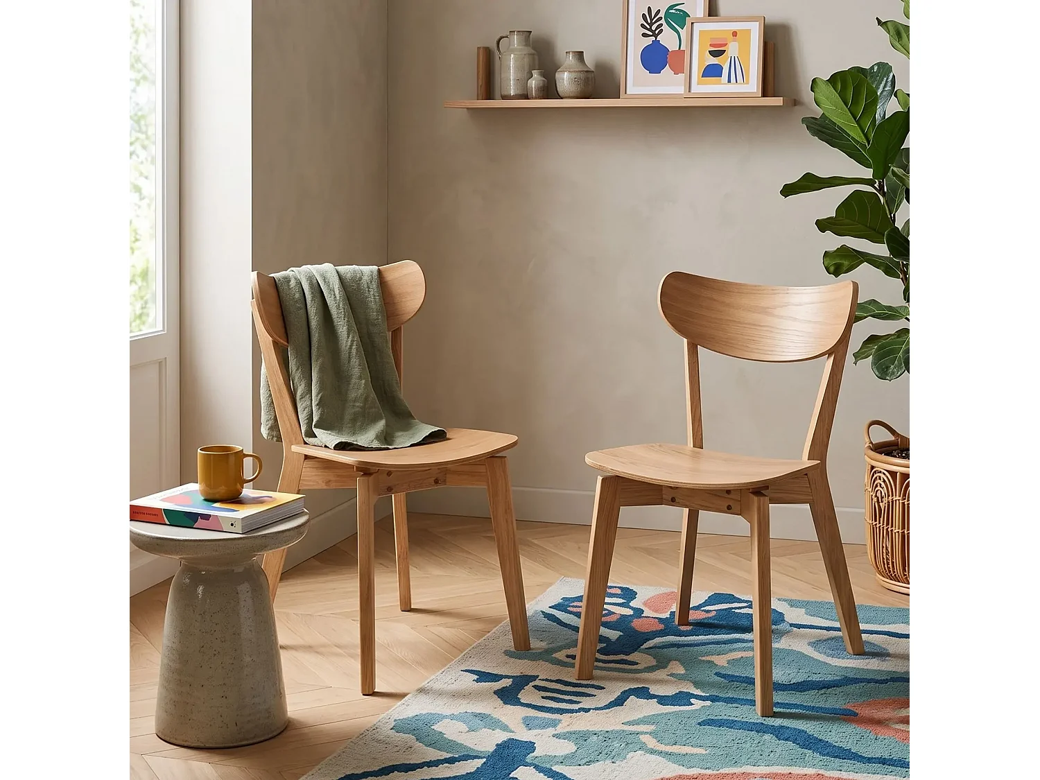 Chaise scandinave en bois (lot de 2) - LETA
