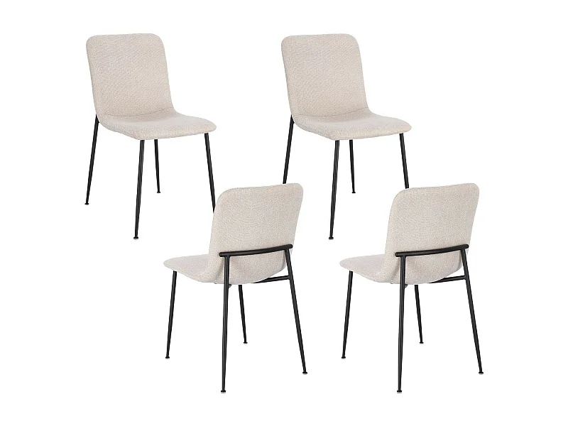 Chaises design en tissu et pieds en métal noir (lot de 4) - BREDA