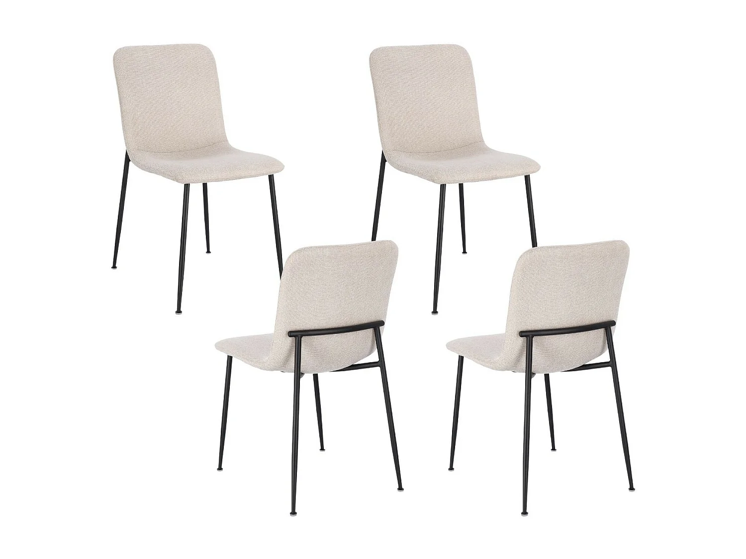 Chaises design en tissu et pieds en métal noir (lot de 4) - BREDA
