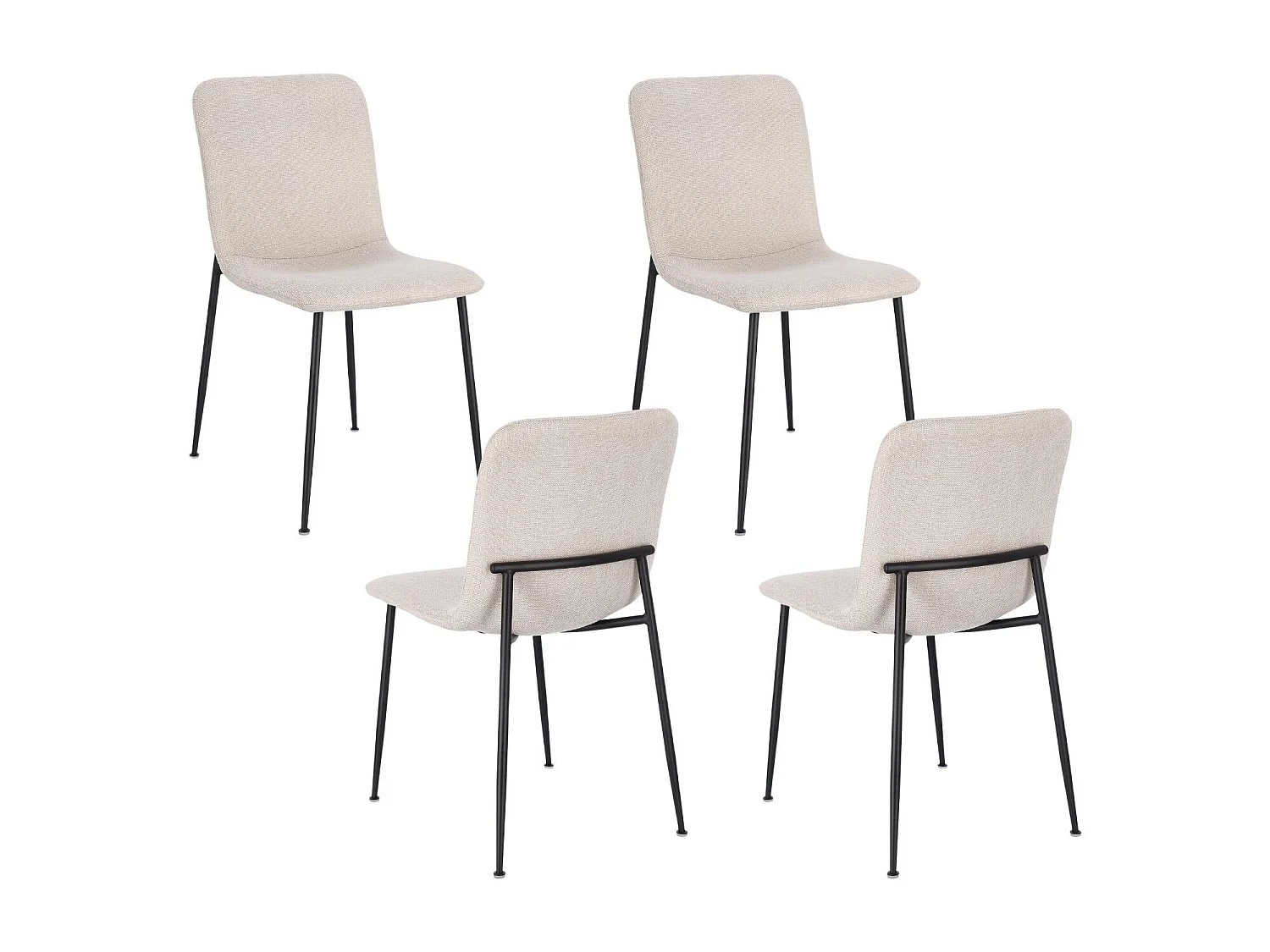 Chaises design en tissu et pieds en métal noir (lot de 4) - BREDA