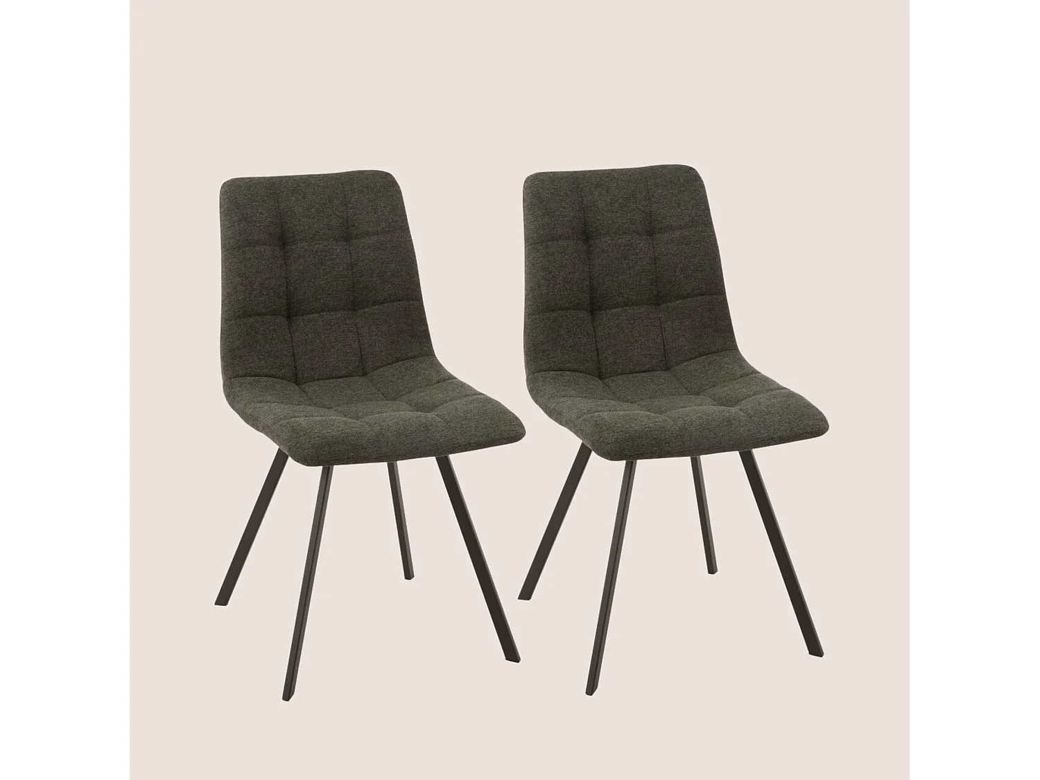 Chaises en tissu et en métal noir (lot de 2) - OLIVIA