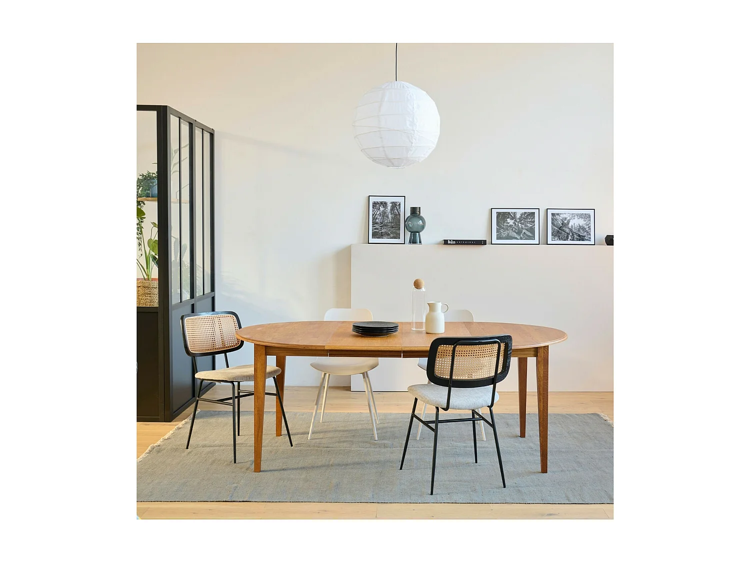 Table ronde extensible chêne moyen D115 + 3 rallonges - VICTORIA