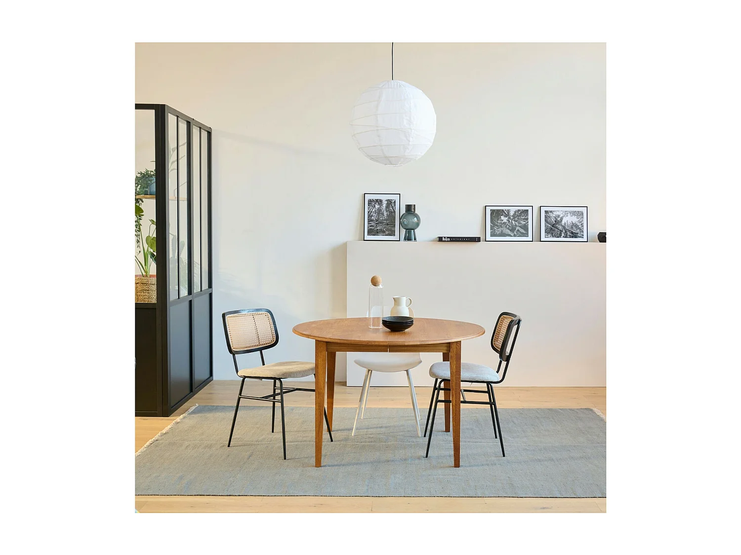 Table ronde extensible chêne moyen D115 + 3 rallonges - VICTORIA