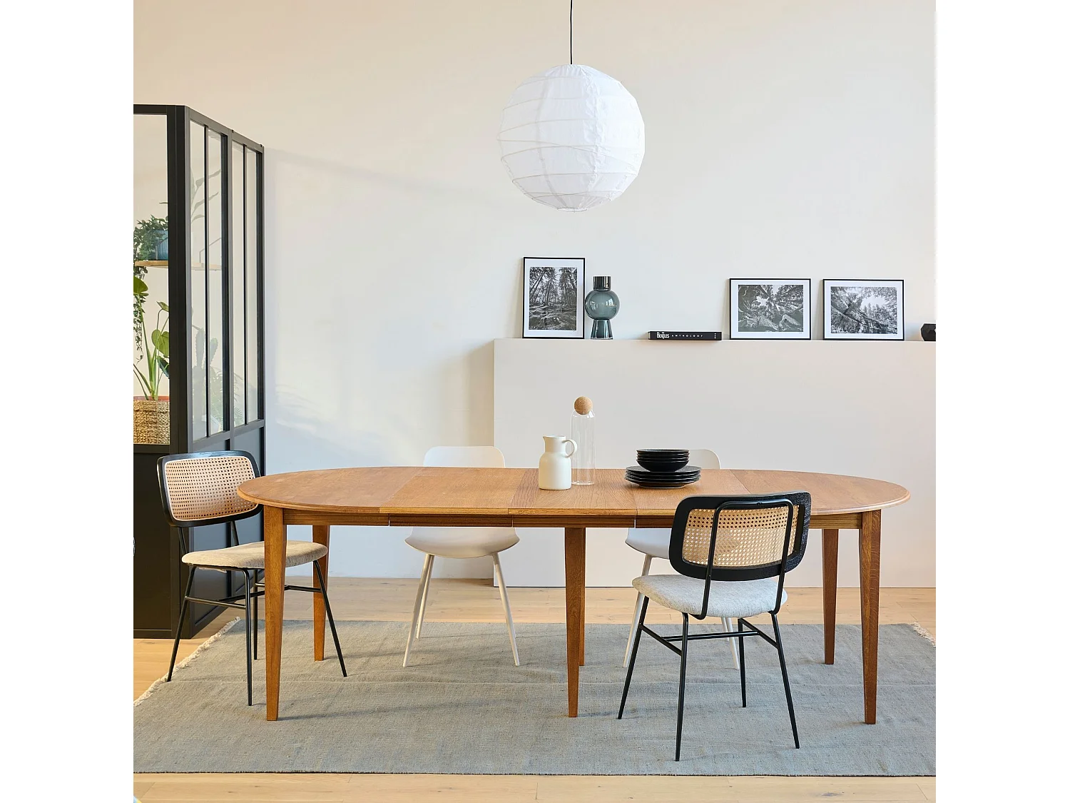 Table ronde extensible chêne moyen D115 + 3 rallonges - VICTORIA