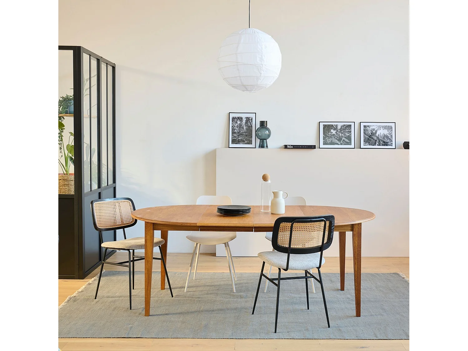 Table ronde extensible chêne moyen D115 + 3 rallonges - VICTORIA