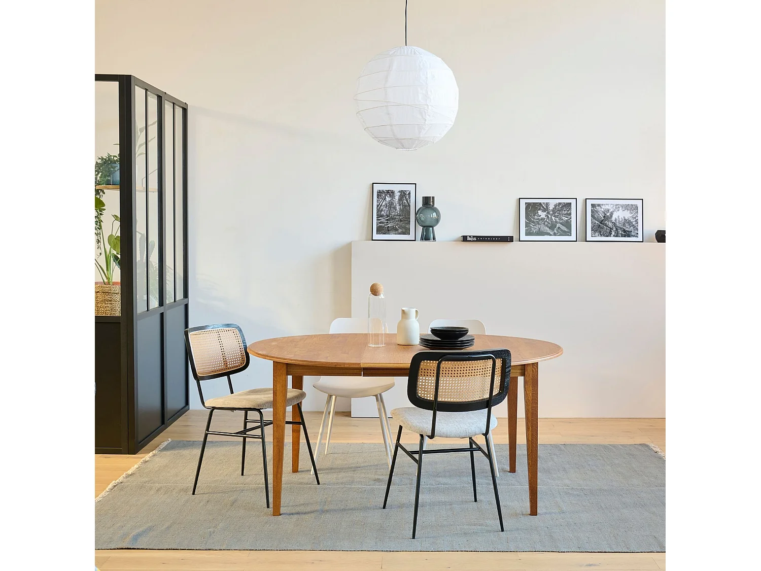 Table ronde extensible chêne moyen D115 + 3 rallonges - VICTORIA