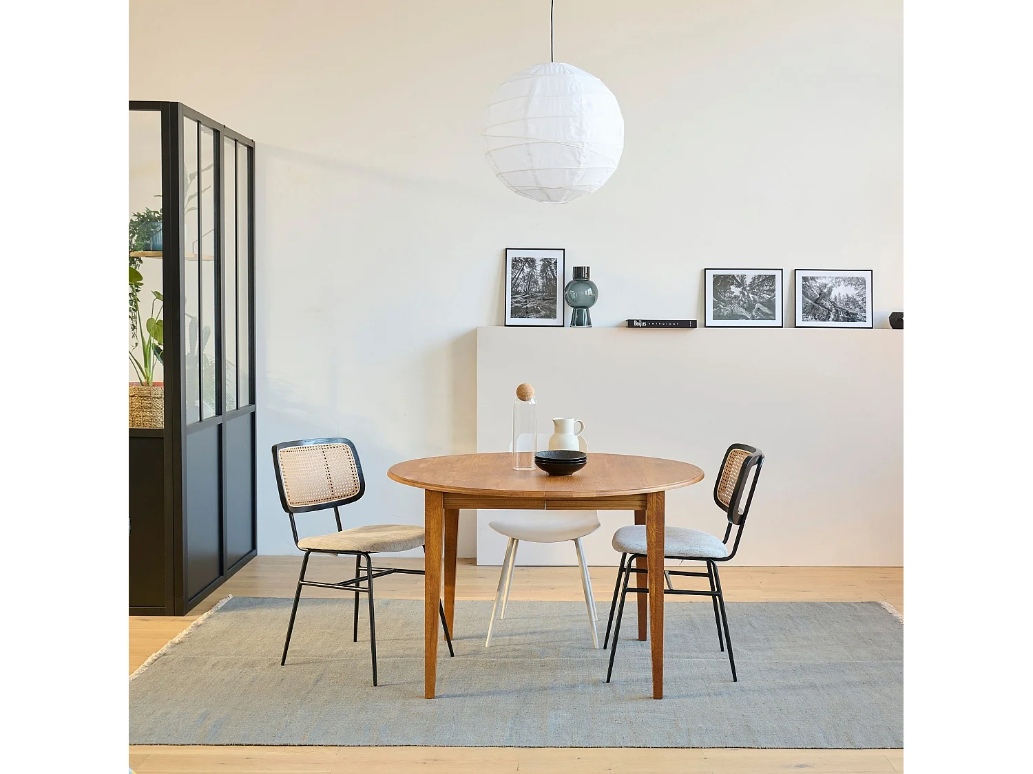 Table ronde extensible chêne moyen D115 + 3 rallonges - VICTORIA