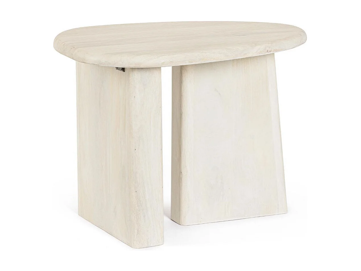 Table basse de salon galet en bois de manguier L60 - JUAREZ