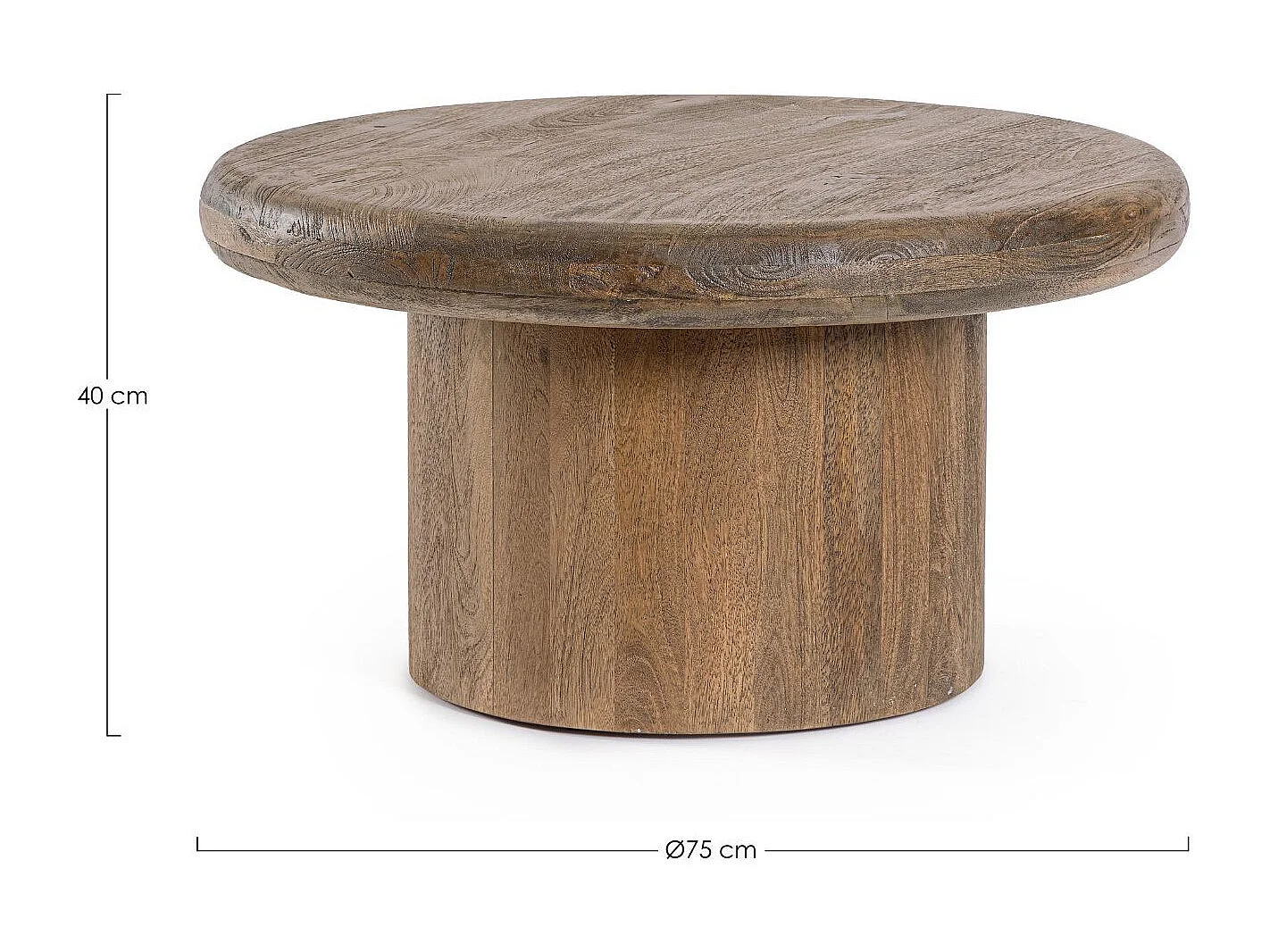 Table basse de salon ronde en bois de manguier D75 - JUAREZ