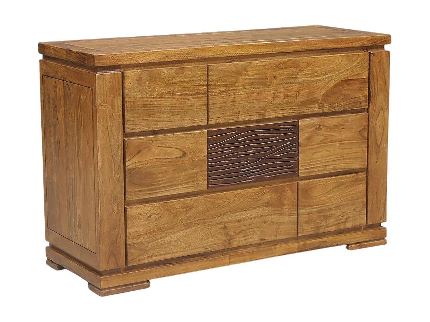 Commode bois sculpté bicolore "Acacia Maya"