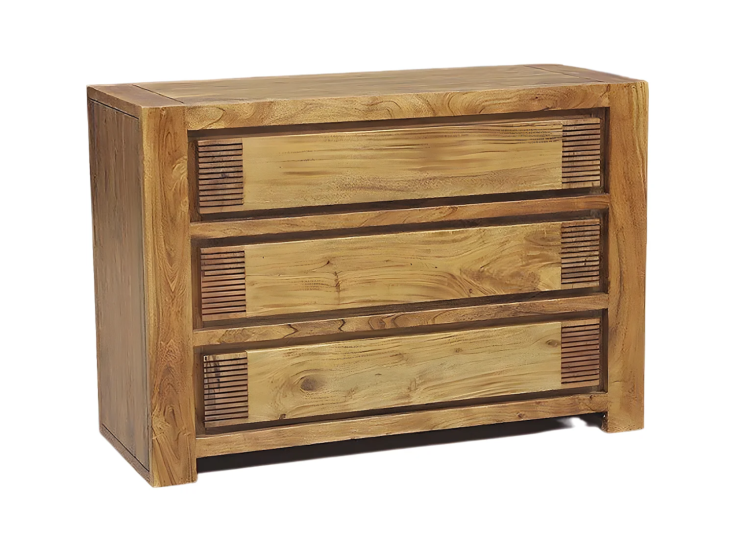 Commode bois strié 3T | Acacia Verone