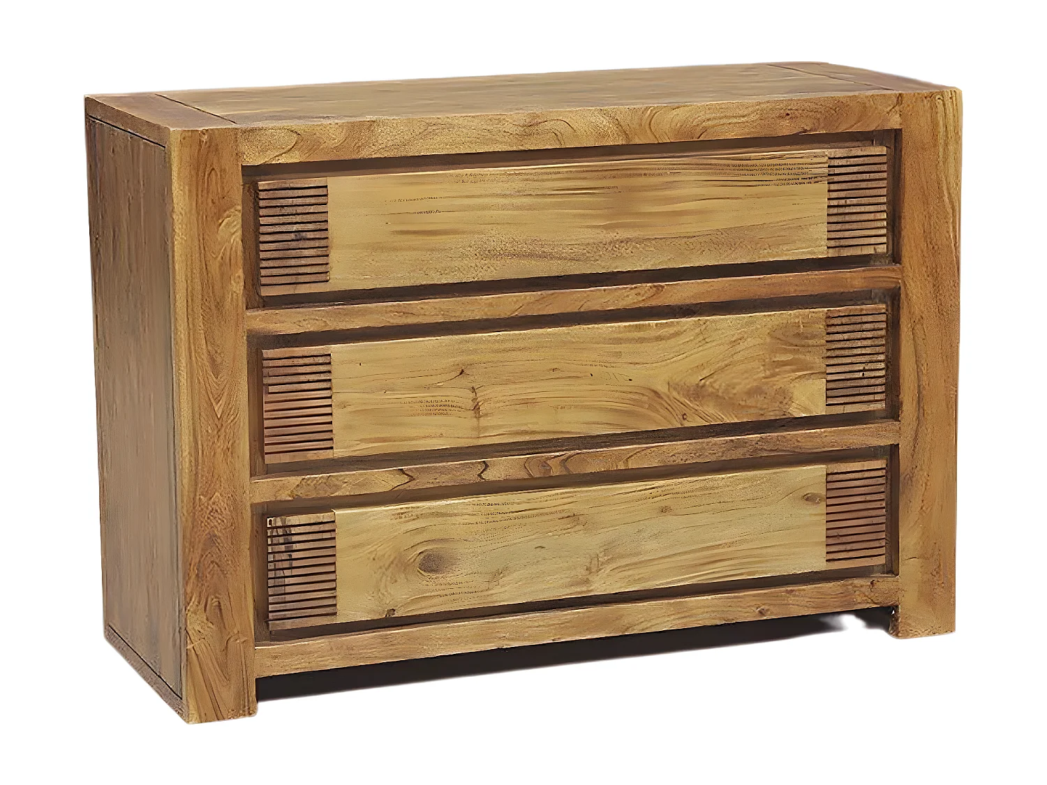 Commode bois strié 3T | Acacia Verone