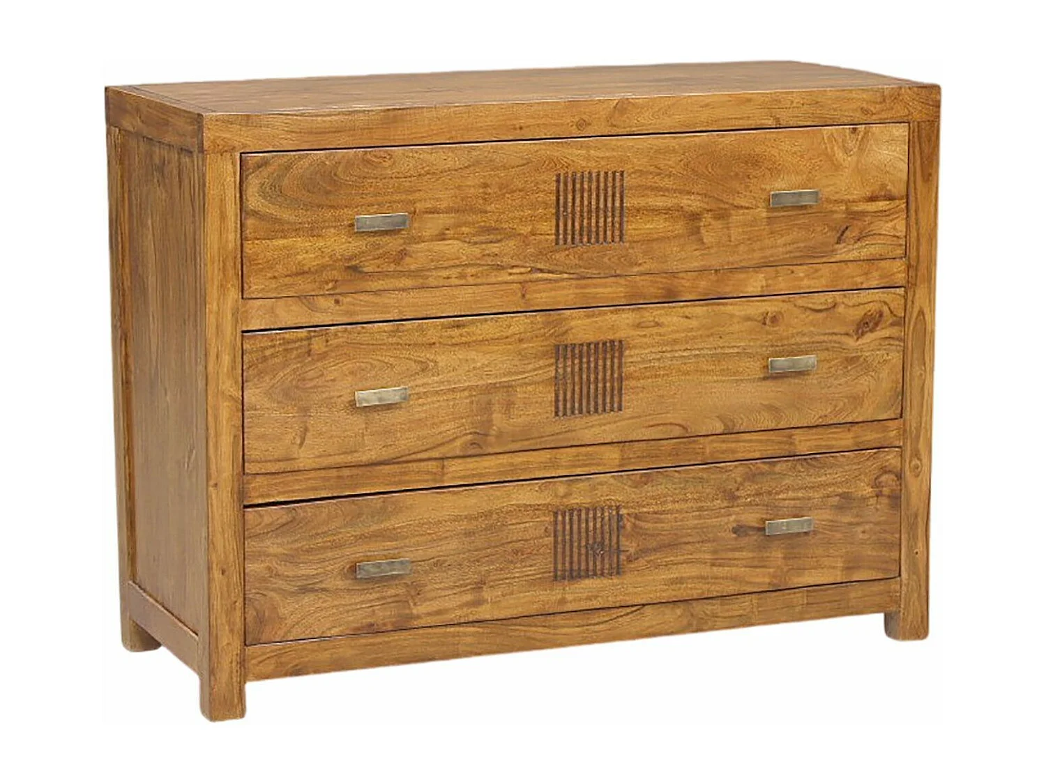 Commode bois massif strié | Acacia Ramani