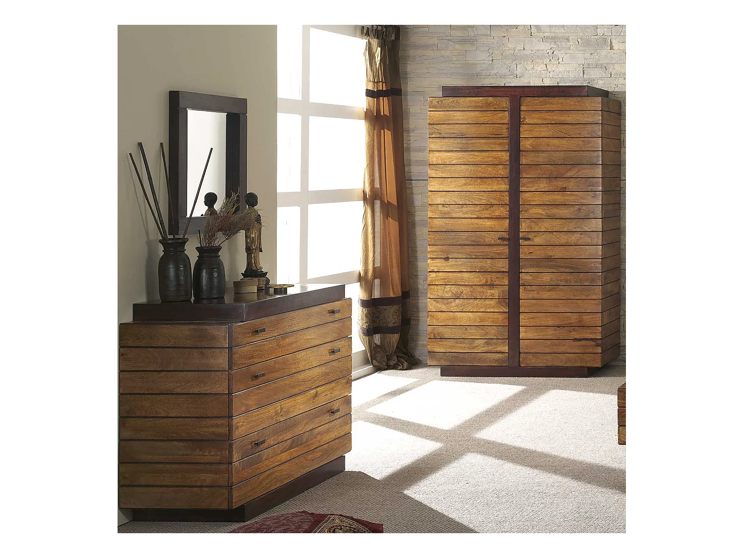 Commode bois massif bicolore 3T | Manguier Herods