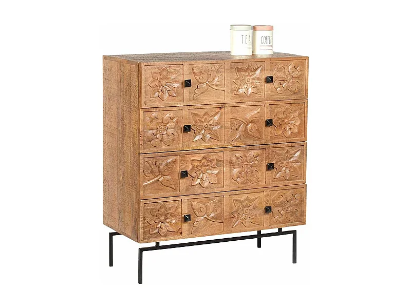 Commode sculptée 4 tiroirs | Manguier Sculture