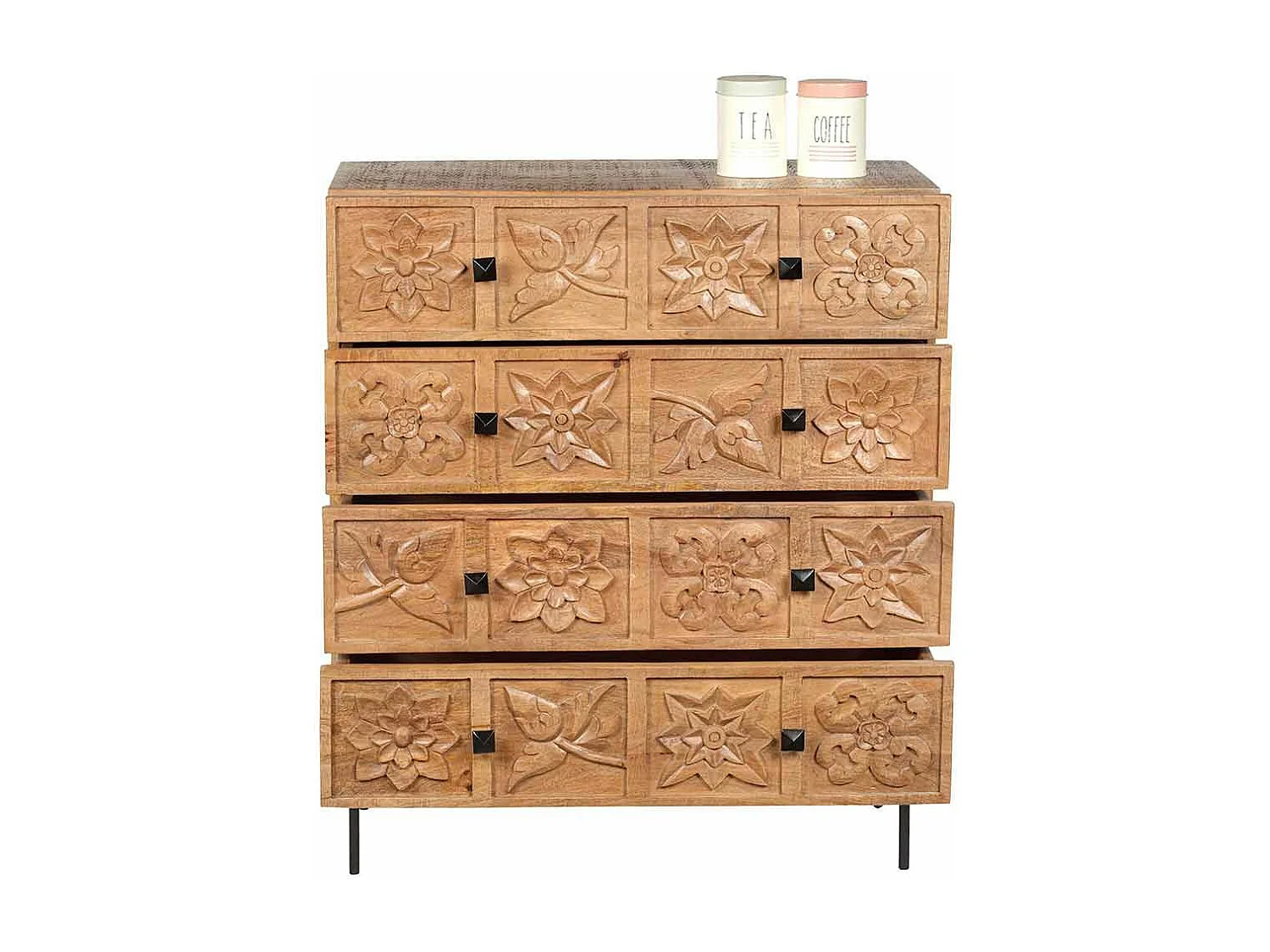 Commode sculptée 4 tiroirs | Manguier Sculture