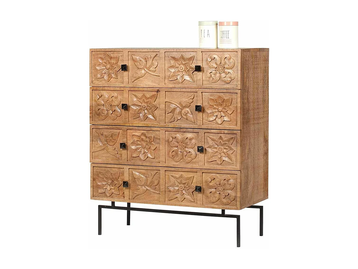 Commode sculptée 4 tiroirs | Manguier Sculture