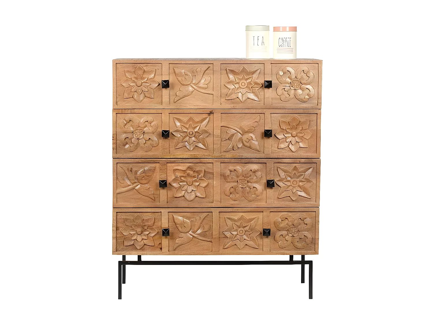 Commode sculptée 4 tiroirs | Manguier Sculture