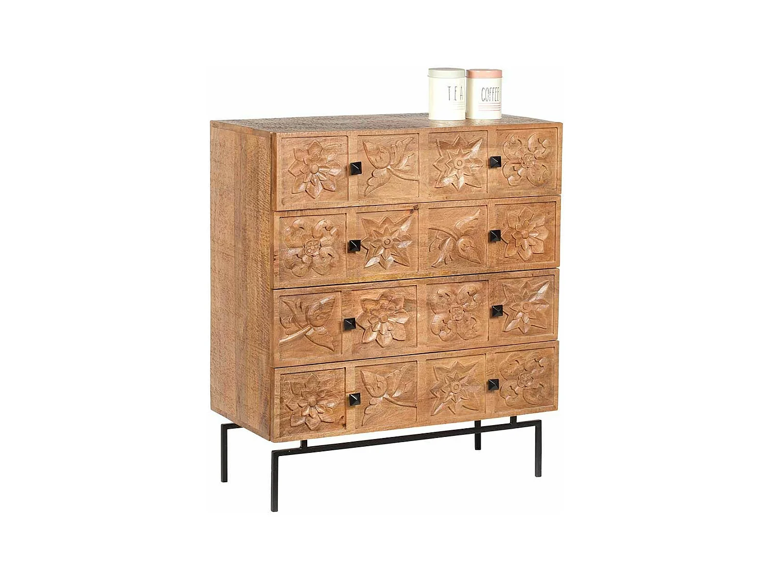 Commode sculptée 4 tiroirs | Manguier Sculture