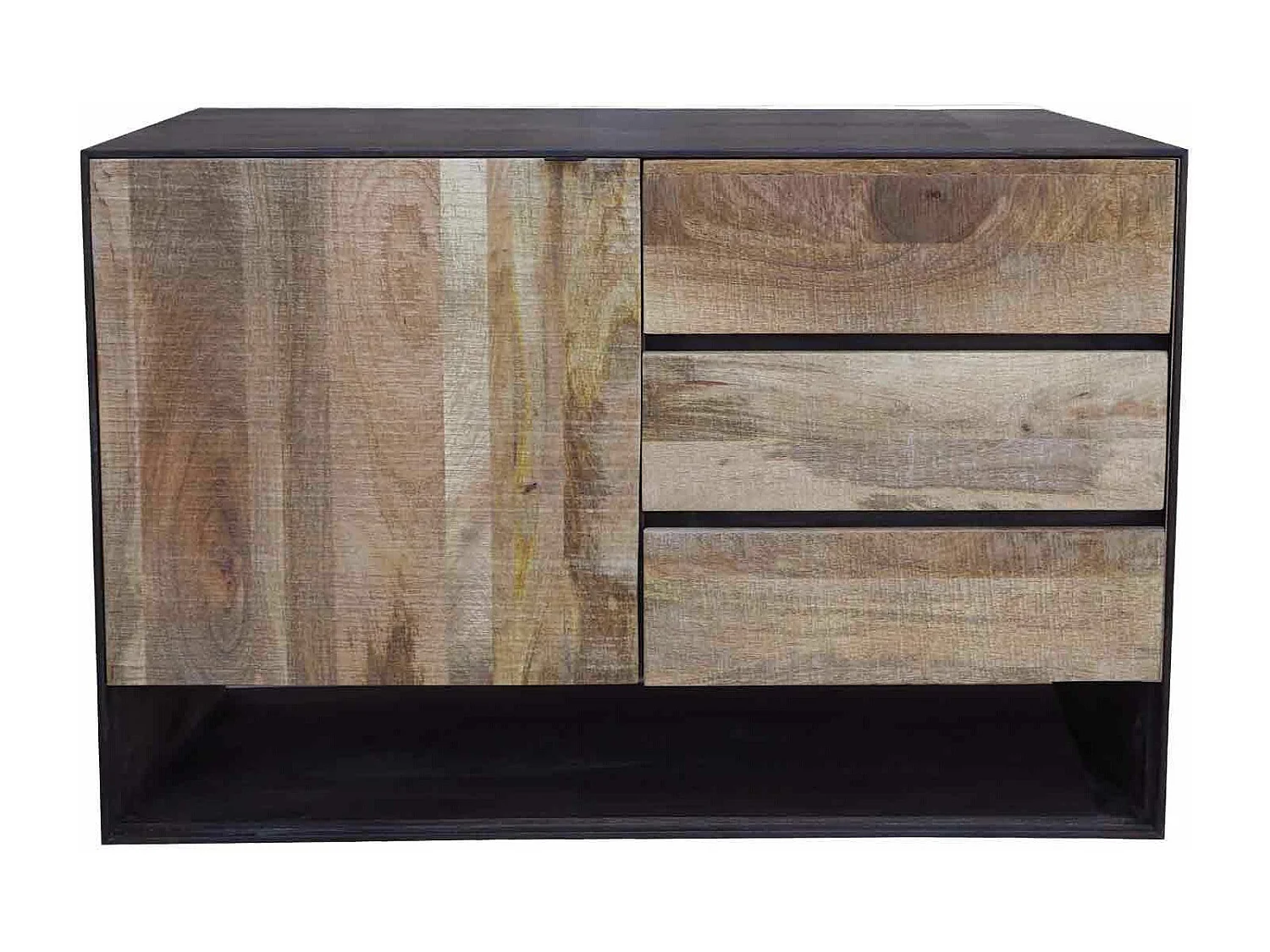 Petit buffet design 3T 1P bois bicolore | Manguier Kabir