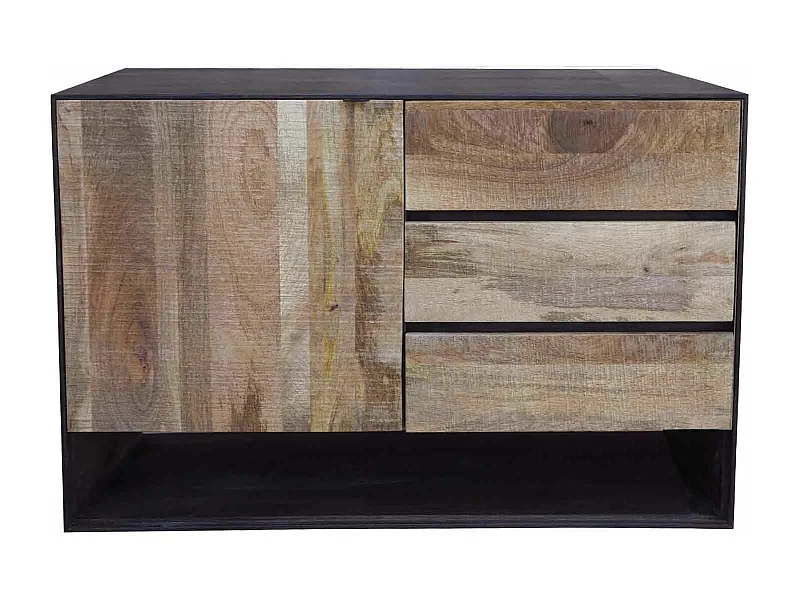 Petit buffet design 3T 1P bois bicolore | Manguier Kabir