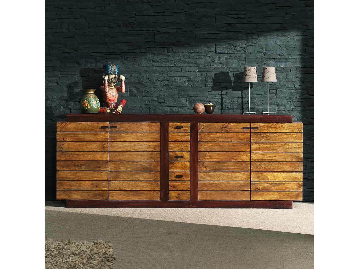 Buffet bois bicolore GM 4P 3T | Manguier Herods