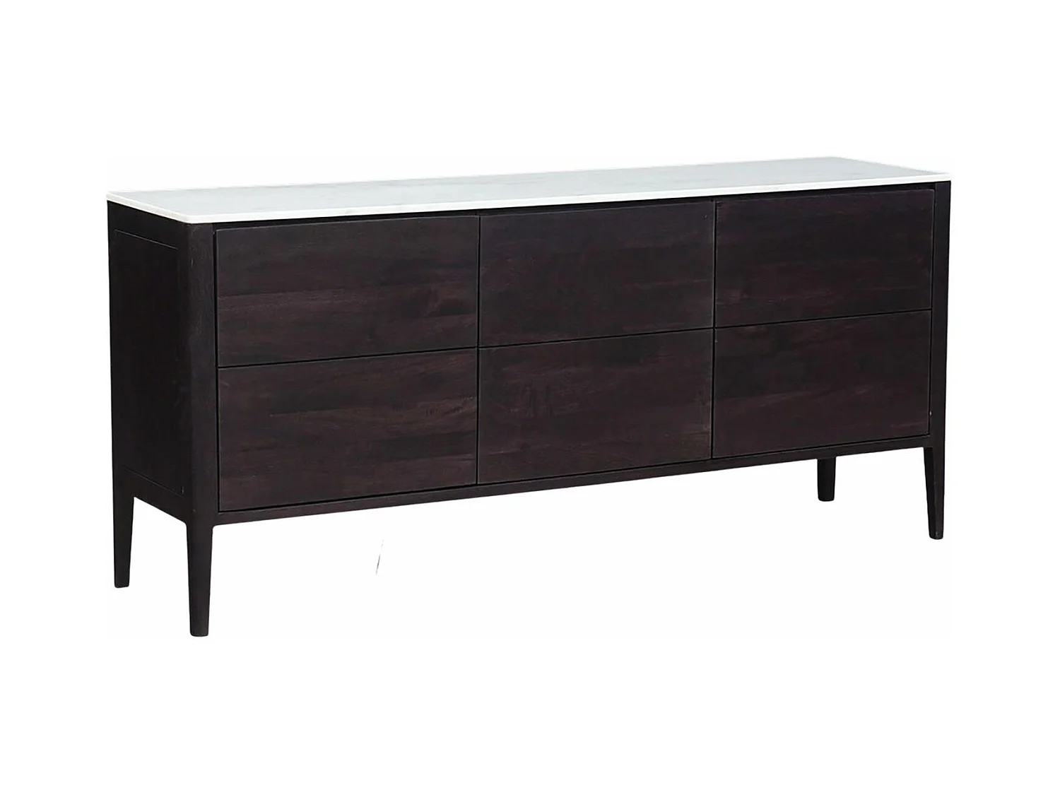 Buffet bois plateau marbre blanc 3T | Manguier Amsterdam