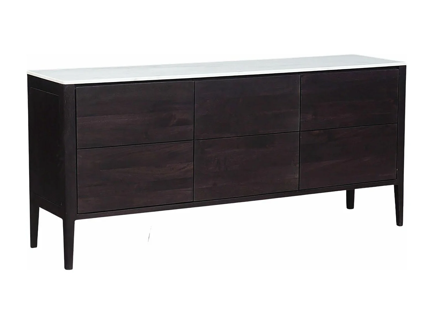 Buffet bois plateau marbre blanc 3T | Manguier Amsterdam