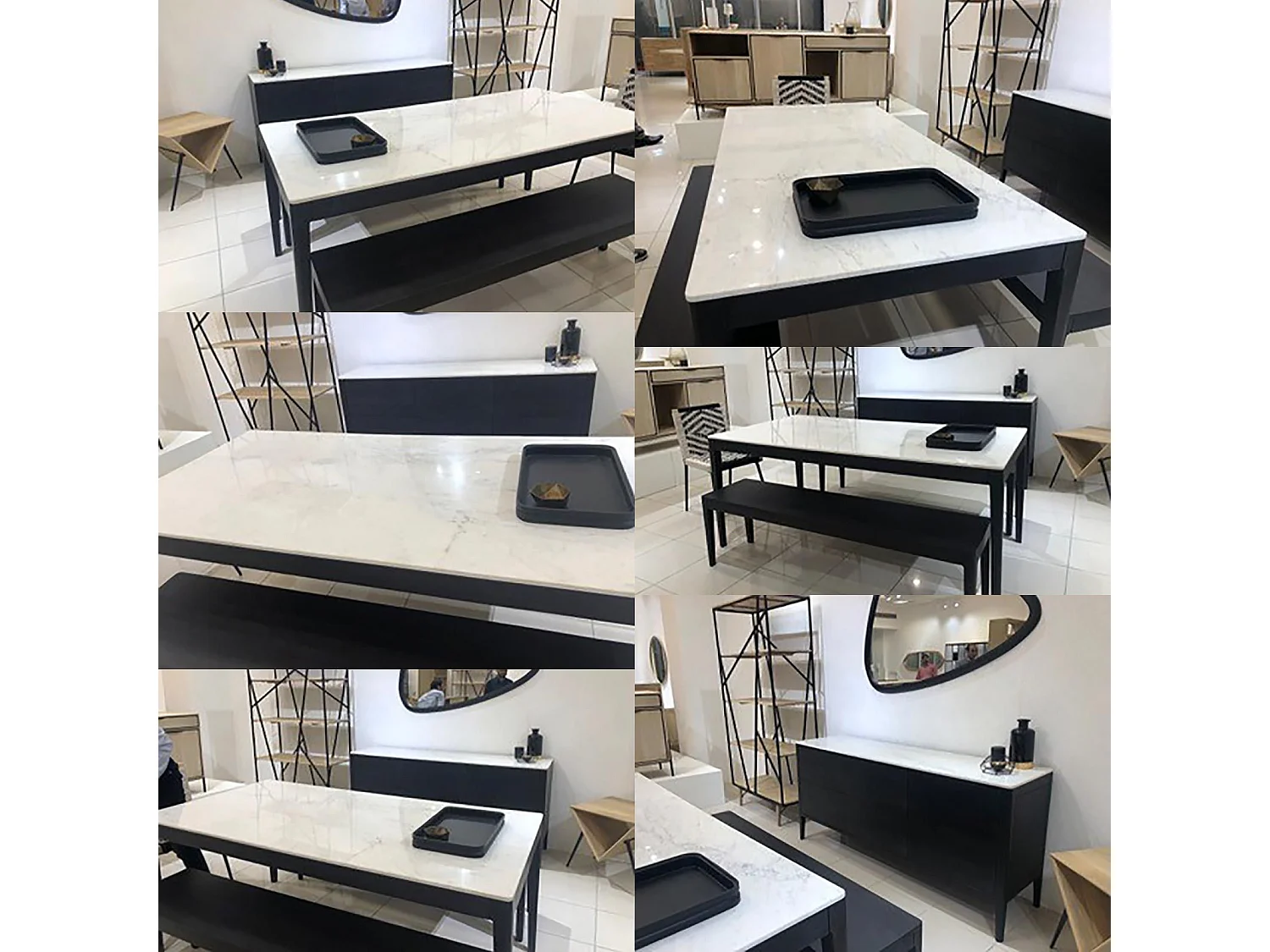 Buffet bois plateau marbre blanc 3T | Manguier Amsterdam