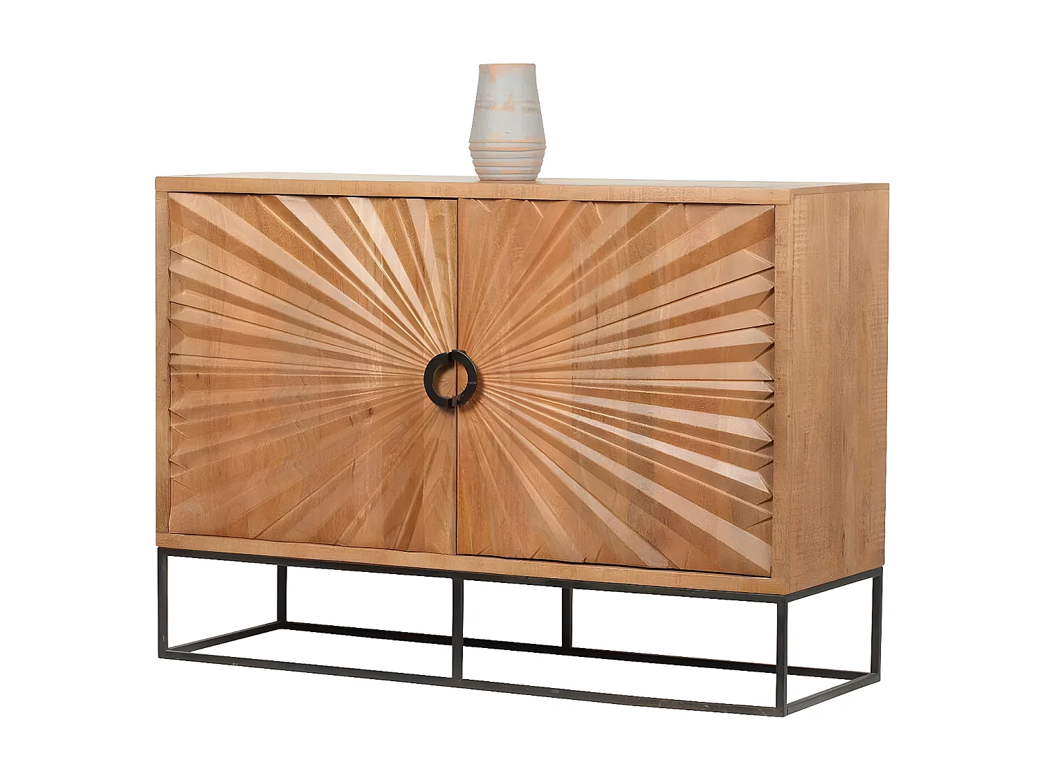 Bahut 2 portes sculptées | Manguier Solaris