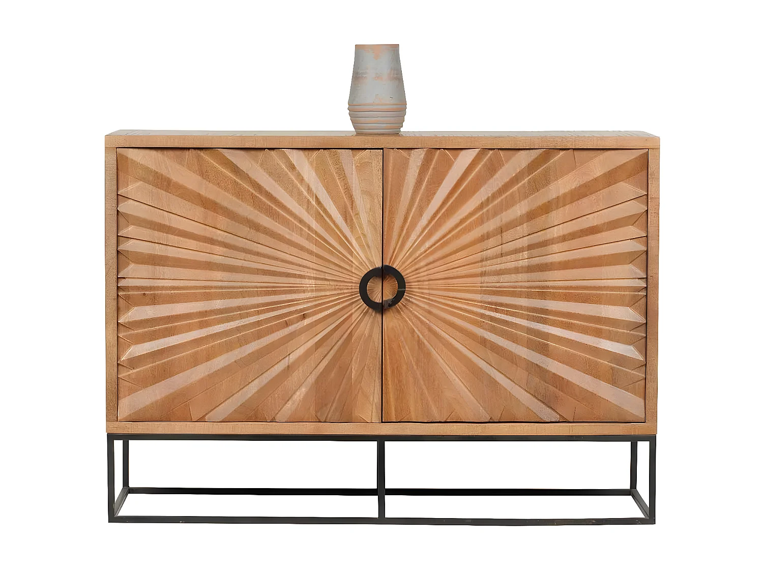 Bahut 2 portes sculptées | Manguier Solaris