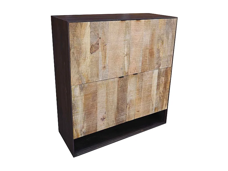 Buffet haut design 4P bois bicolore | Manguier Kabir