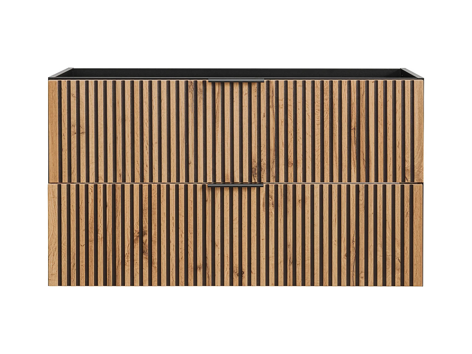 Mueble flotante bajolavabo - Natural claro y negro - 80 cm - MADELA