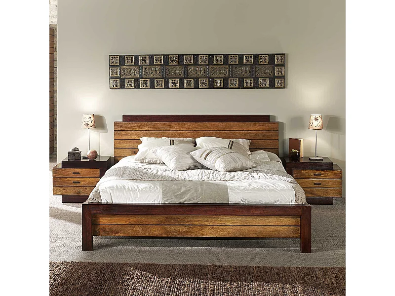 Chevet bois bicolore - débord droite | Manguier Herods