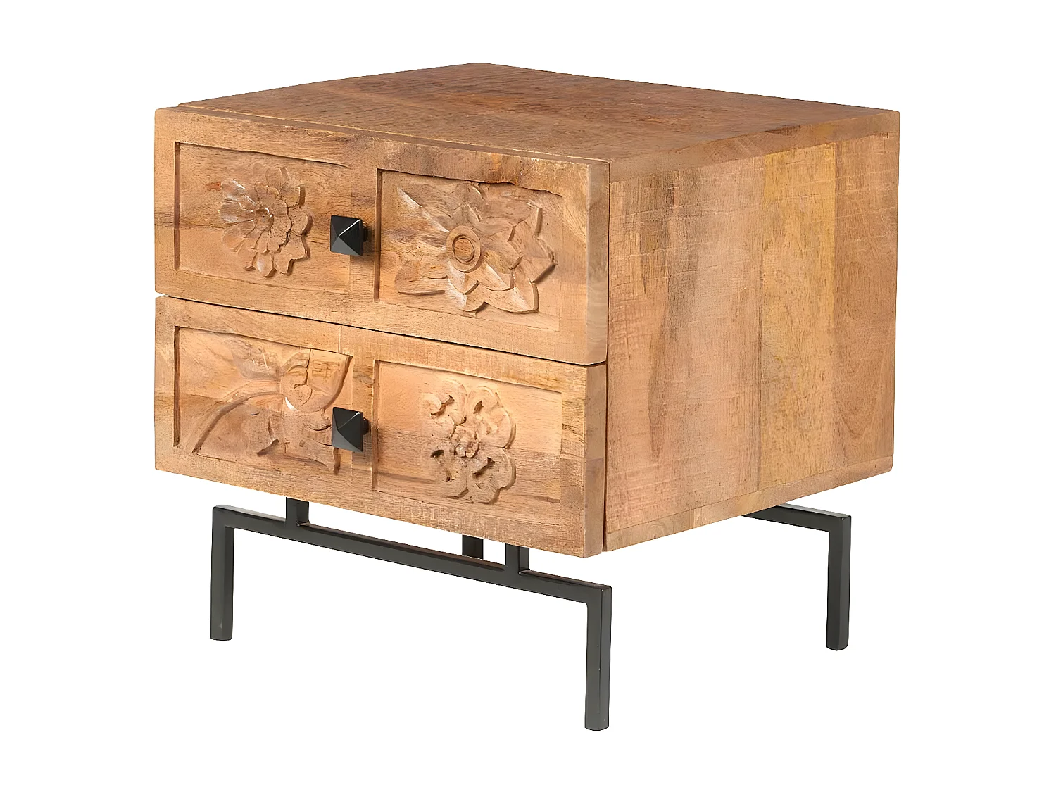 Table de chevet 2 tiroirs | Manguier Sculture