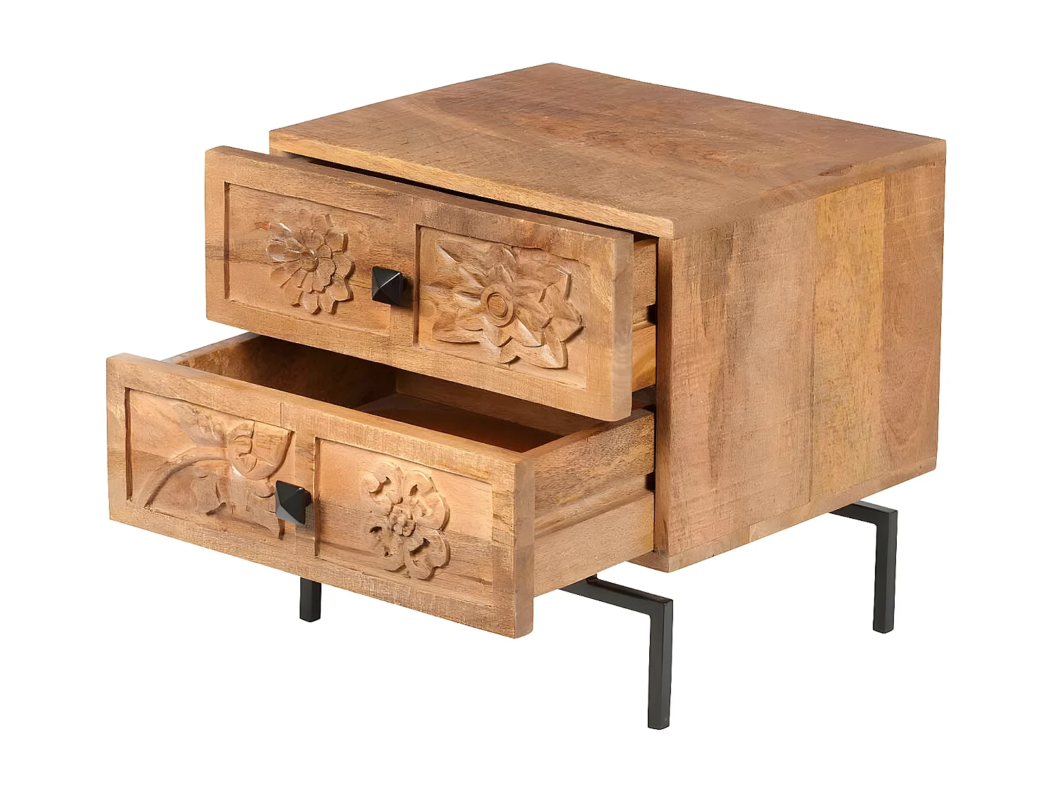 Table de chevet 2 tiroirs | Manguier Sculture